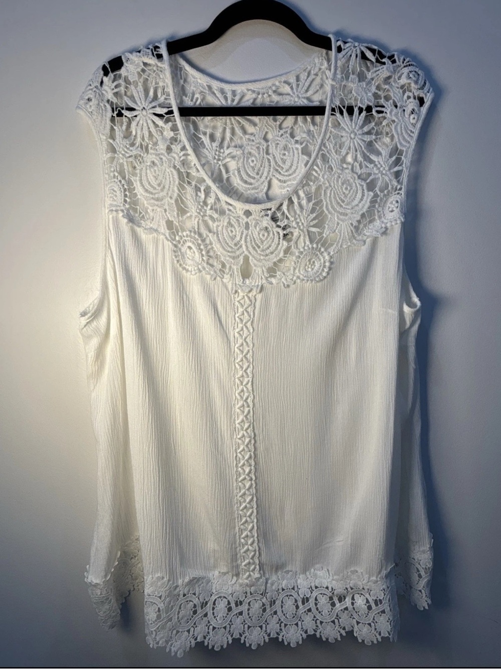 American Rag Cie 3X Ivory Crochet Lace Tunic Blouse Cottagecore Boho Flowy Top - Picture 5 of 9